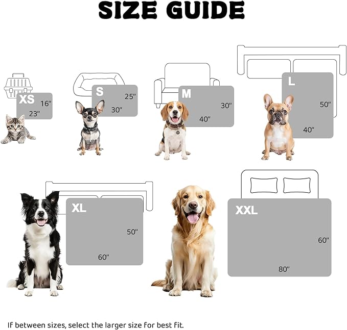 Qeils Waterproof Calming Dog Blanket for Large Dogs, Noiseless Soft Plush Pet Blanket for Bed, 500GSM Thick Faux Fur Pet Throw, Cozy Couch Furniture Protection Washable, Cream, 50x60IN