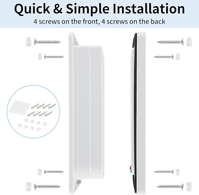 Cat Door for Interior Exterior Door (Outer Size 9.8" x 9.3"), 4-Way Locking Flap for Cats & Dogs(Circumference < 23"), Weatherproof Pet Door, White, ABS Material (L)