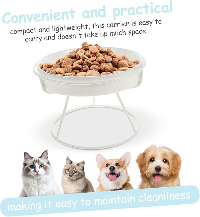 Raised Cat Bowl Food Feeding Station Slow Eating Ceramic Cat Dish with Elevated Stand Pet Feeder for Small and Kittens