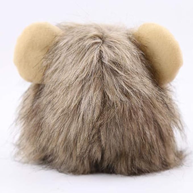 Halloween Cat Lion Mane Wig Costume Christmas Little Dog Lion Hair Adjustable Washable Funny Pet Puppy Dress Up Hat Cute Kitten Kitty Hair Mane with Ears for Holiday Photo Shoots Cospaly Party Size S