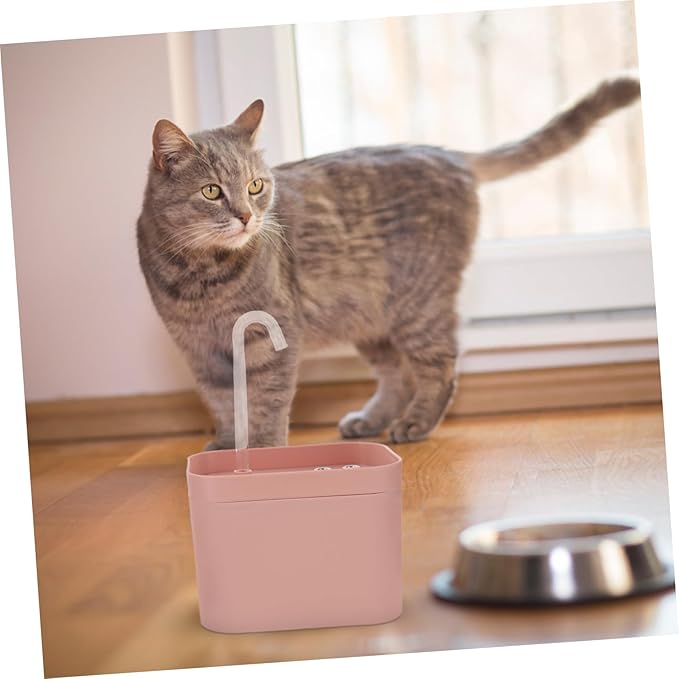 Yardwe Automatic Cat Water Fountain with Flower Shaped Outlet Mute Pump and Modern Design Pink Circulation Water Dispenser for Dogs and Cats Easy to Clean and Portable