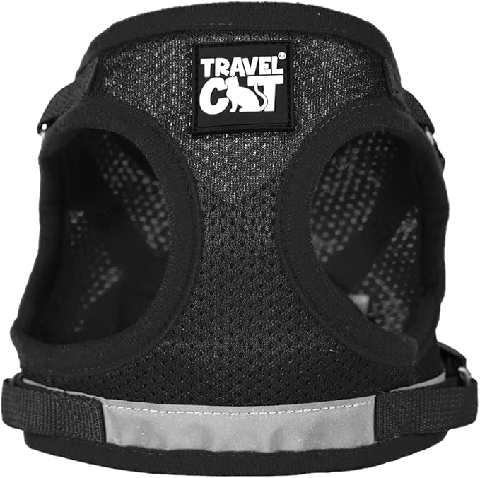 Travel Cat Harness and Leash Set - Adjustable Fit Mesh Cat Harness and Reflective Strap - Comfort Walking Vest for Kitten for Outdoor Walking, Hiking (Small, Black)
