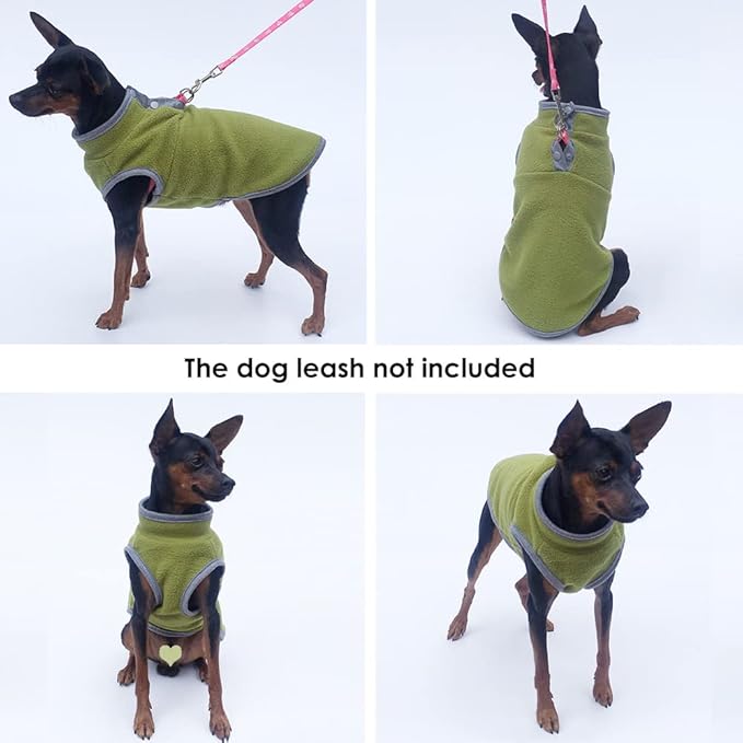 Dog Fleece Sweater, Soft Dog Vest Apparel Sleeveless Puppy Winter Cold Weather Clothes Doggie Jacket Pullover for Small Medium Dogs and Cats (Large, Green)