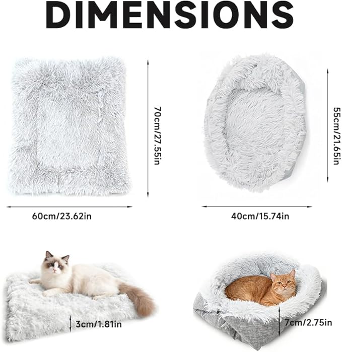 FAMILY'S BACKYARD Cat Bed for Indoor Cats,Foldable, Dual-Style Warm Pet Bed, Suitable for Individual Cats and Small Dogs.Dog beds for Small Dogs，Size:27.56 * 23.62 * 1.18inch.