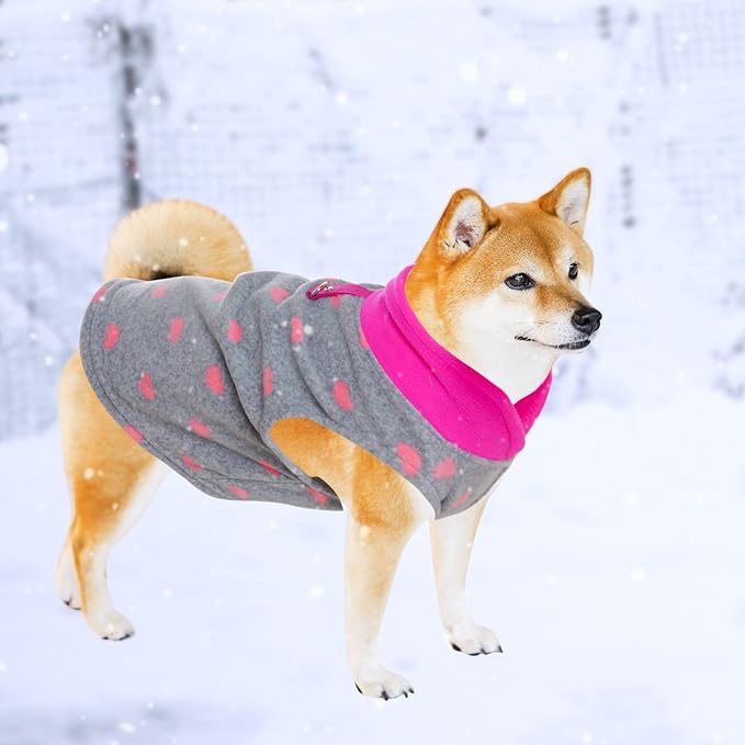 Rbenxia Grey Dog Heart Sweater with Leash Ring Soft Fleece Vest - Warm Pet Jacket for Small Puppy & Cat (Small)