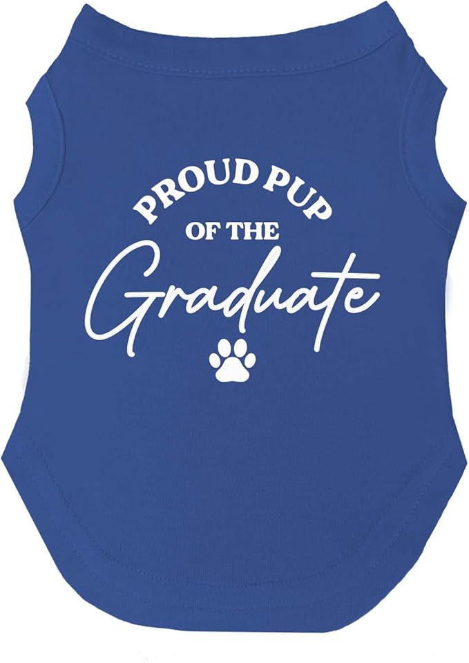 Proud Pup of The Graduate Dog Tee Shirt | Sleeveless Dogs| Graduation Prop | Class of 2025 2026 2027 2028 |Royal Blue, X-Large (737)