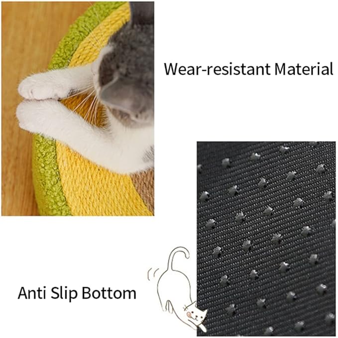 Cute Cat Scratch Bed, Multifunctional 2-in-1, Durable Twine and Plush, Protects Furniture