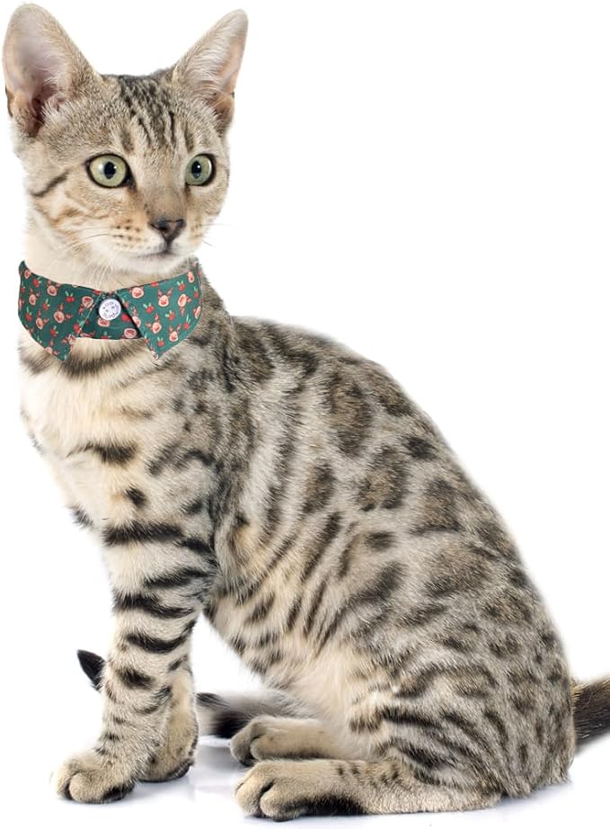Lamphyface Christmas Cat Collar Breakaway with Cute Bow Tie and Bell Accessories Holiday for Kitty Adjustable Safety