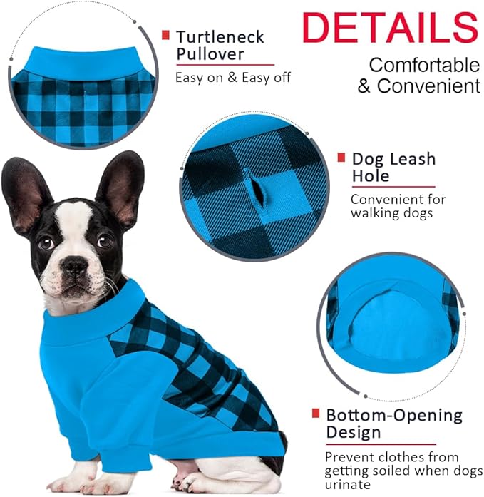 Ugly Christmas Dog Sweater – Soft & Warm Turtleneck Dog Outfit with Leash Hole, Cold-Weather Coat for Dogs & Cats, Perfect for Christmas (Blue, XX-Large)