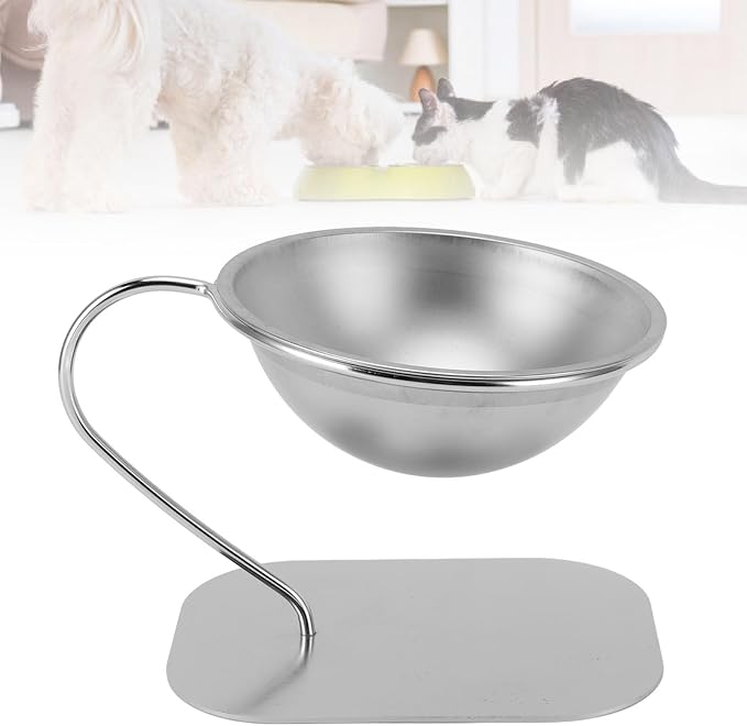 Raised Stainless Steel Elevated Tilted Cat Food Bowl for Large Capacity Cat Food Water Bowl, Suitable for 6.3 X 4.72 X 4.57in Pets