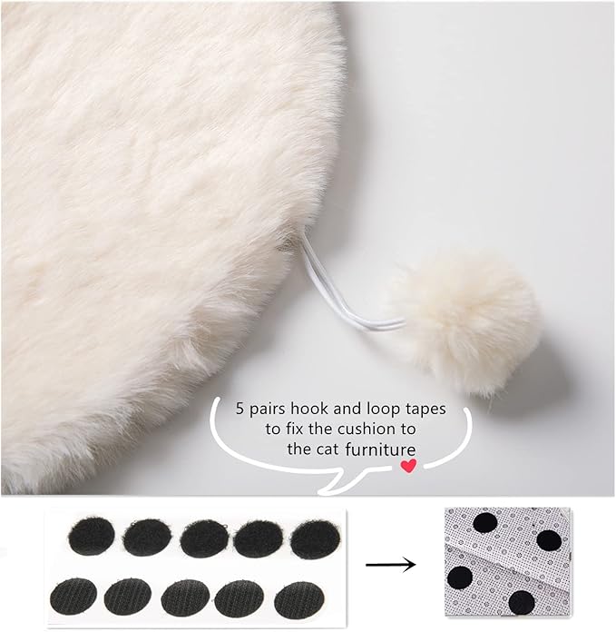SHENGOCASE 2-Pack 16" Round Faux Rabbit Fur Cat Dog Bed Cushion Pad Mat, Cat Tree Tower Replacement Cushion Pad for Window Perch Carrier House Cage Crate Kennel Furniture