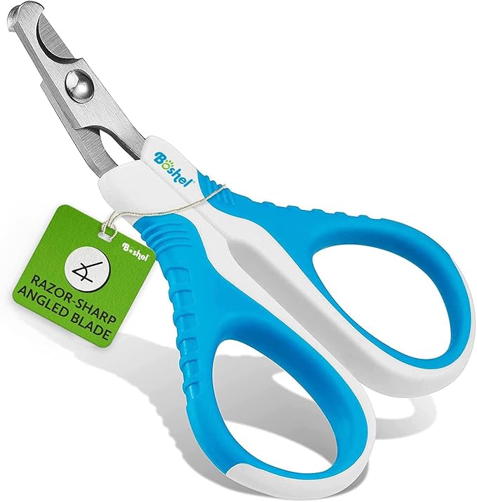 BOSHEL Cat Nail Clipper - Razor-Sharp & Angled Cat Clippers for Nails with Comfy Grip Handles. Lightweight & Safe Grooming Solution - Ideal for Smaller Pets