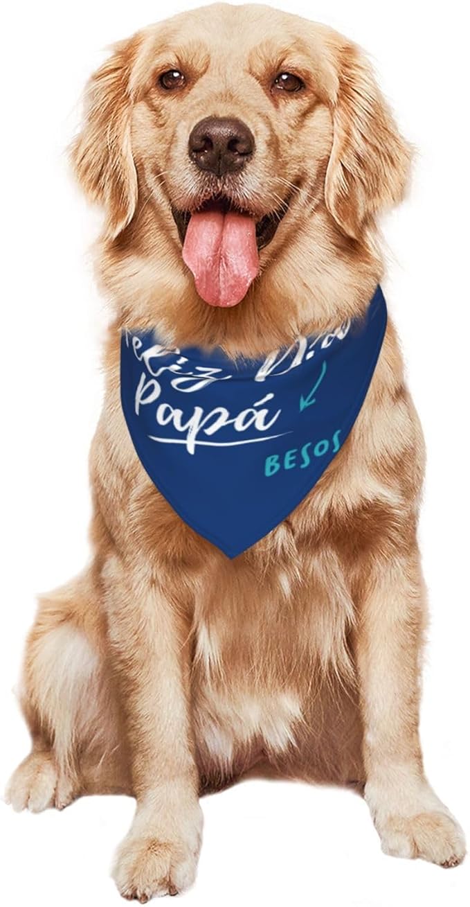 Happy Father's Day Dog Bandana Adjustable Reversible Triangle Dog Scarf Scarves Pet Bibs Costume Accessory Decor for Cats