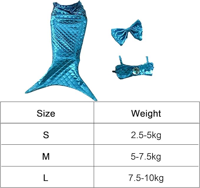 Generic cat Mermaid Costume, Mermaid Tail for Cats, Mermaid Tail Clothes Sequin Mermaid Dress, Comfortable & Soft Dog Outfit, Funny Pet Costumes for Cat and Dog, Blue