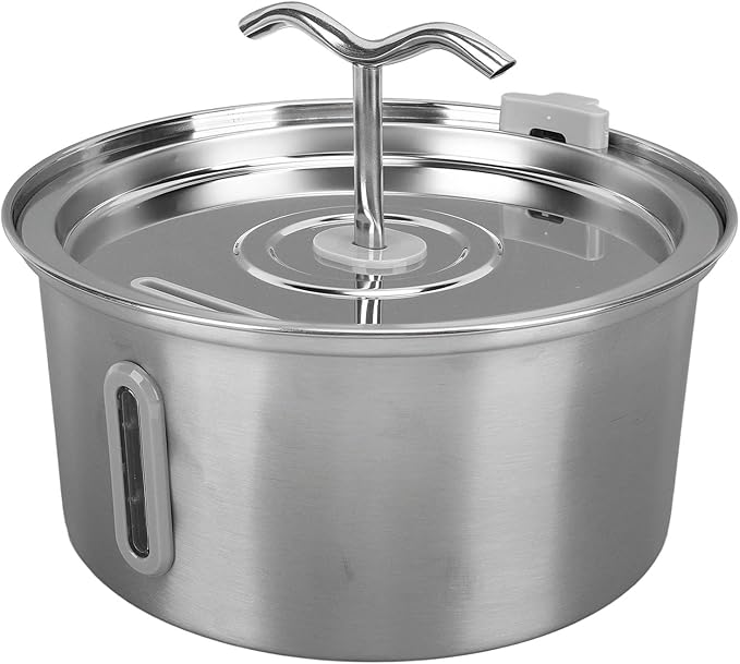 Zerodis Stainless Steel Pet Water Fountain, 3.2L Capacity, Dual Spout Design, Automatic Water Dispenser for Dogs and Cats