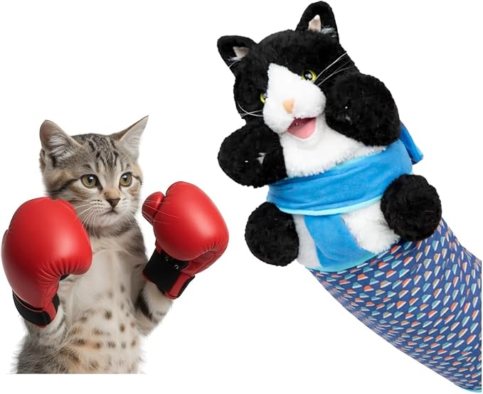 Cat Wrestling Glove Puppet – Interactive Hand Glove with Protective Sleeve, Durable Enrichment Toy for Cats & Kittens, Safe Boredom Relief