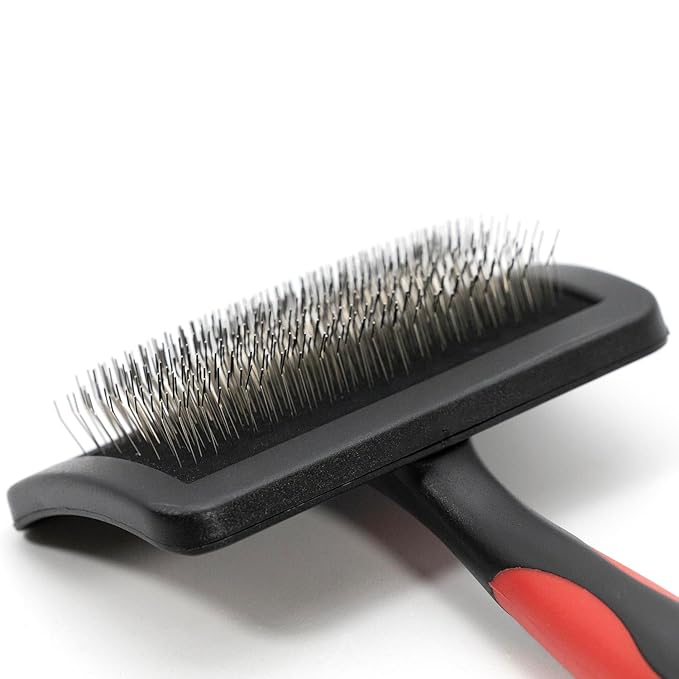 Jeffers Dual Level Pin Universal Slicker Brush for Dogs, Cats & Small Pets - Curved Grooming Brush with Long & Short Pins for Shedding, Detangling, Finishing - Remove Mats & Dead Coat - Medium