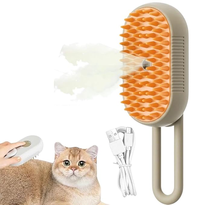 Pet Steam Grooming Brush, Cat and Dog Comb, 3-in-1 Steam Brush for Grooming, Massage, Cleaning, Multifunctional Pet Hair Removal Comb