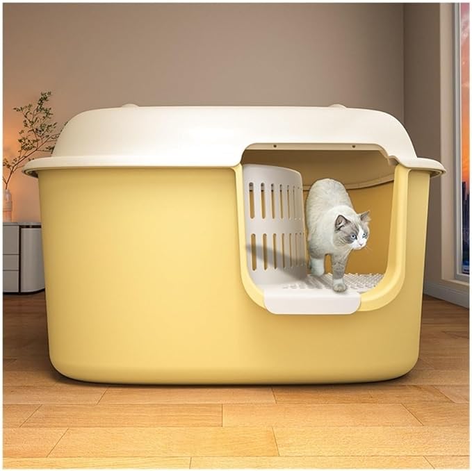 Pet Supplies, Covered Cat Litter Box,Leakproof High Walls & Control(Green)