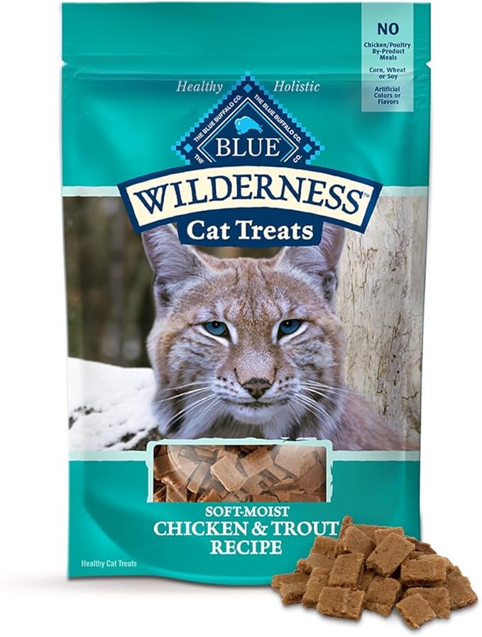 Buffalo Wilderness Soft Moist, Grain Free, Cat Treats, Variety Pack - 3 Flavors 2 Pack ( Chicken & Trout, Chicken & Salmon, Chicken & Turkey) - 2 Oz