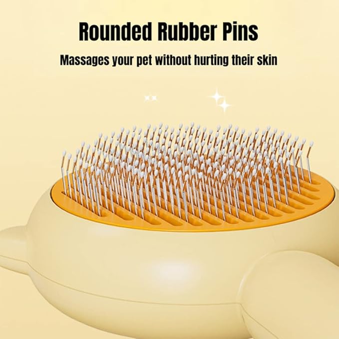 Cute Cat Ear Pet Brush – Self Cleaning Grooming Tool for Cats & Dogs – Light Purple