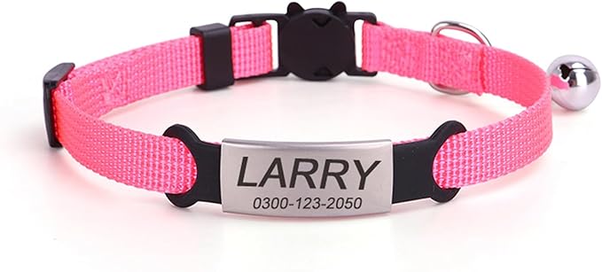 Personalized Kitten Cat Collar with Safe Breakaway Quick Release Buckle Bell ID Tag Custom Name and Phone Number for Boy Girl Cats