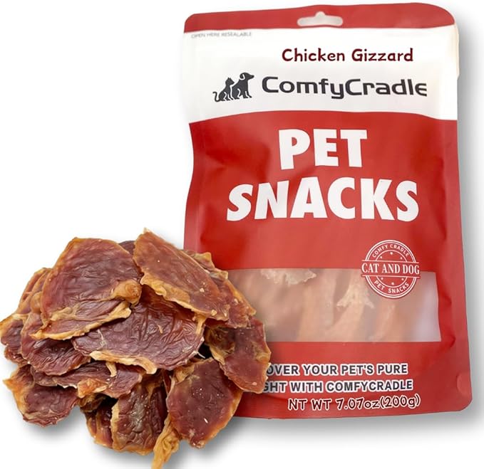 All-Natural Chicken Gizzards for Dogs, A Nutrient-Dense and High-Protein Single Ingredient Treat for All Breeds, Grain-Free, 7.05 Ounce