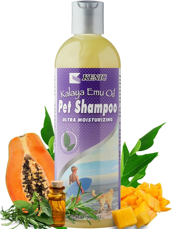 Kenic Premium Emu Oil Anti-Itch Dog & Cat Shampoo – Deep Moisture,Instant Relief for Dry, Irritated Skin, Natural Healing & Soothing Formula, Made in USA