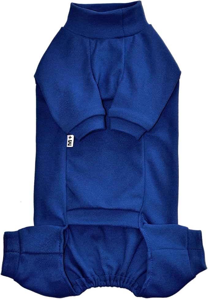 Sphynx Cat Four Leg Warm Fleece Pajamas Elastic Pet Clothes for Hairless Cats Surgery Recovery Suit for Sphynx, Devon, Cornish (Blue, M (5.5-7 lbs))