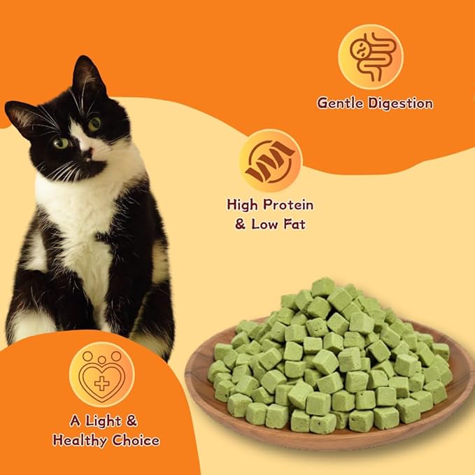 Natural Cat Treats with Real Chicken & Cat Grass, A High-Fiber Snack for Hairball Relief & Gut Health, Soft & Chewy Cubes,3.53 Ounce