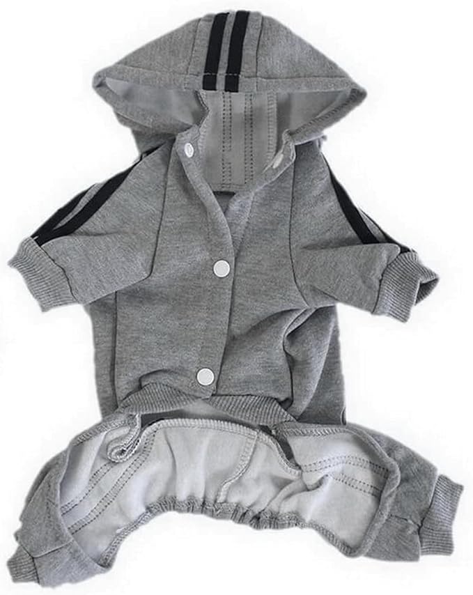Cute Dog Hoodie Sweater Tracksuit Coat Jacket Winter Pajamas Jumpsuit Clothes Clothing 4-Legs Grey for Cat Puppy Small Medium Big All Type Dogs (Large)