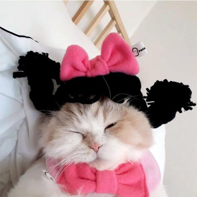Cat Wig Funny Cute Cat Costume Hat Hair Roller Accessories Dress Up Clothing Festival Party (Pink Roller)