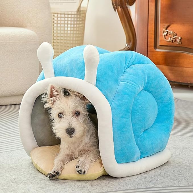 Snail Shape Cat Bed Cave, Cozy Enclosed Hideaway for Indoor Cats & Small Dogs, Warm Winter Covered Bed with Non-Slip Bottom, Cute Cat House Indoor for Kittens to Sleep (M)