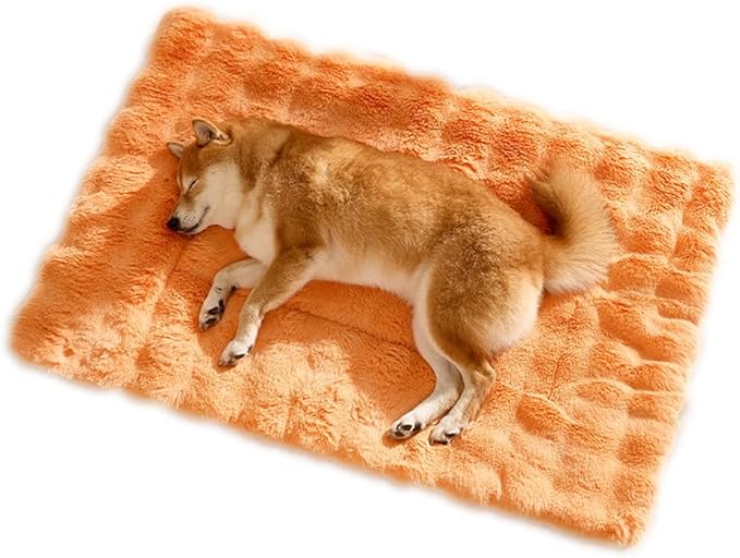 Dog Bed Mat,Furniture Pet Sofa Mat for Dogs Cats, Winter Beds Pet Cat Floor Pad Soft Sleep Pad for Dog Kitten Soft Sleeping Dog (Orange, M)