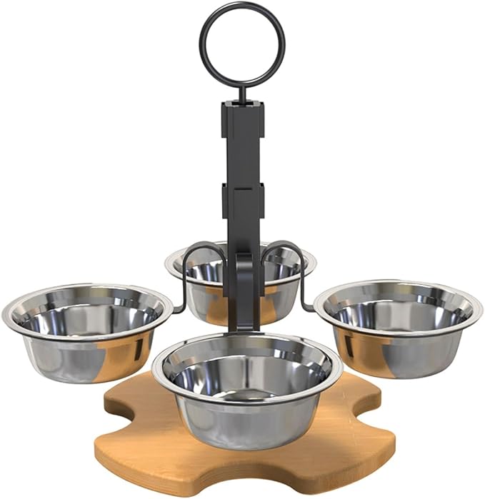 Elevated Cat Food Bowls, Height Adjustable, Water and Food Bowl Set Raised Cat Dishes for Small Dogs
