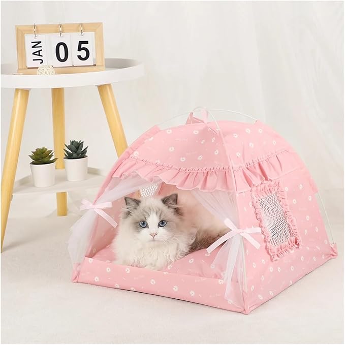 SBTRKT Pet Tent Bed Cats House Supplies Products Accessories Warm Cushions Furniture Sofa Basket Beds Winter Clamshell Kitten Tents Cat (Color : Pink, Size : M 40x40cm)