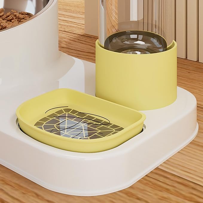 Automatic Cat Feeder and Water Dispenser, 2-in-1 Non-Slip Stainless Steel Pet Bowl for Dry Food & Water, Ergonomic Design for Natural Eating Posture, Easy Clean Dog Cat Puppy Food Container