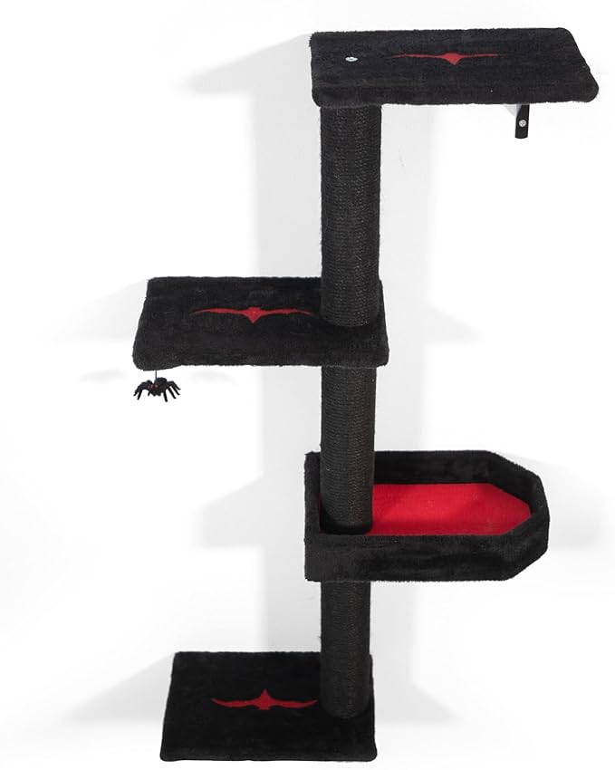 Cat Hammock Wooden Wall-Mounted Shelves Cat Climber Set of 5, Floating Cat Perches, Hanging Cat Beds for Sleeping/Playing/Climbing-Modern Cat Bed & Furniture for Large Cats Or Kitty, Gothic
