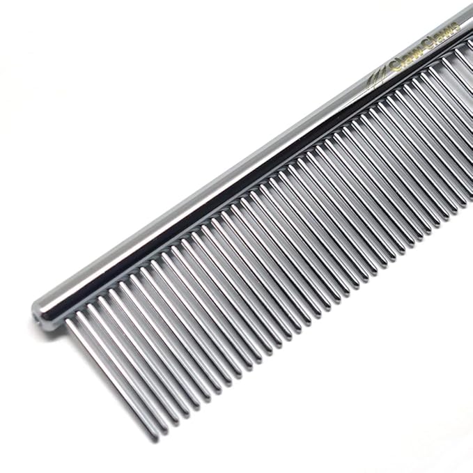 Cat Combs with Rounded Teeth, Removing Tangles and Knots, Quality Chrome Plated Thinner Round Spine Comb, Great Hand Feel and is NOT Easy to Rust, Exquisite and easy to carry