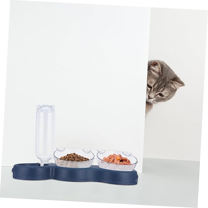 Abaodam Cat Food and Water Bowl Multi-Function Automatic Feeder and Dispenser for Cats and Dogs Elevated Design Dual Bowls Integrated Hydration for Indoor Pets