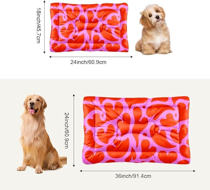 Red Love Heart Dog Pad Bed Non Slip Bottom Portable Pet Bed Waterproof Cat Dog Friendly Furniture Multi Scenario Multi Model Cat Pad Gift Printed Cage 36× 24 Inch