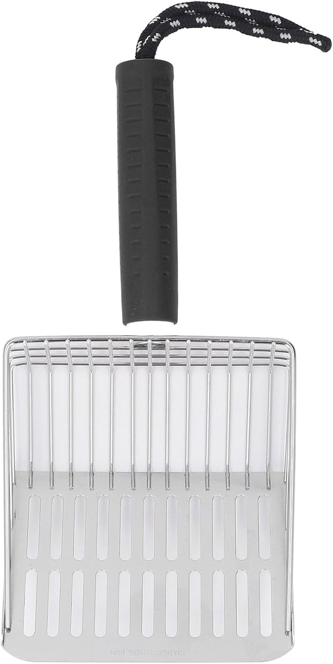 Cat Litter Scoop, Removable Handle Cat Litter Sifter, Stainless Steel Fast Filtration Cat Litter Shovel for Kitten Cat Dog Poop (Black)