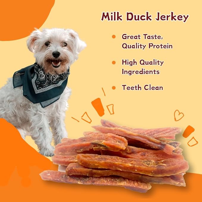 Creamy Duck & Milk Jerky, Irresistible Novel Protein Dog Treats, Calcium-Rich Tender Chews for Strong Bones & Sensitive Dogs (Duck,2 Pack x 10.58 Ounce(Pack of 2))