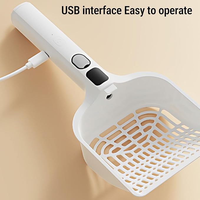 Cat Litter Scoop, Rechargeable Portable Litter Shovel Plastic Large Cat Poop Sifter with Spray Mist for Pet Cleaning