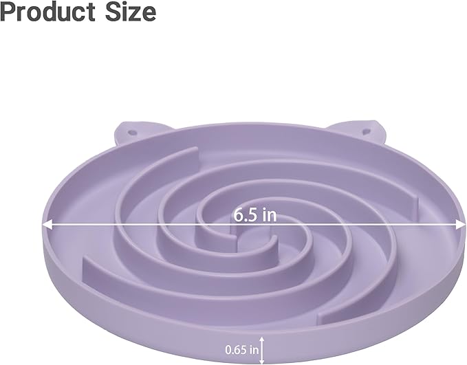 Bifeaw Slow Feeder Cat Bowl, Easy to Clean Silicone Bowl, Ideal for Dry and Wet Food (Purple and White)