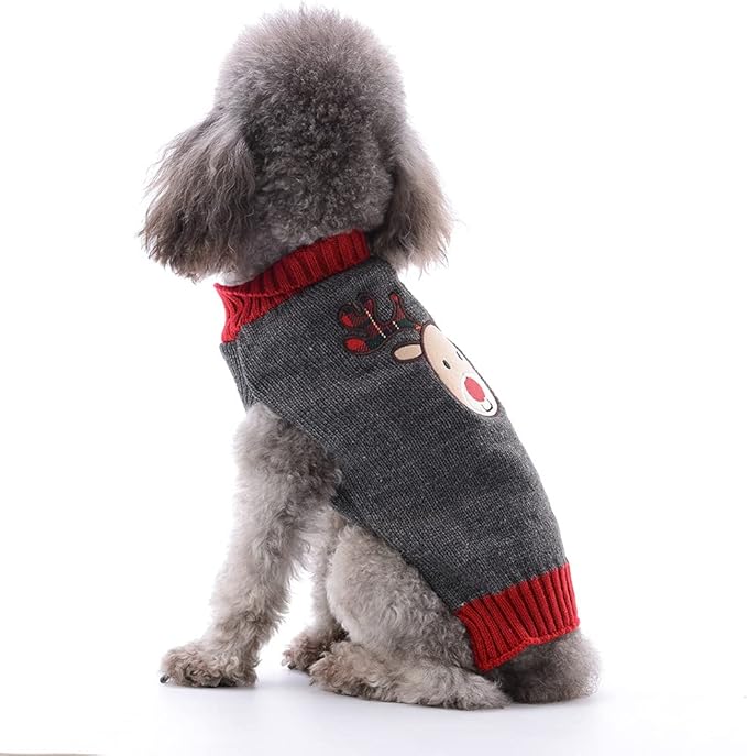Mikayoo pet Sweater for Small Dog/cat,Ugly Sweater,Christmas Holiday Xmas, Elk Series, Reindeer Series,Reindeer Head(M)