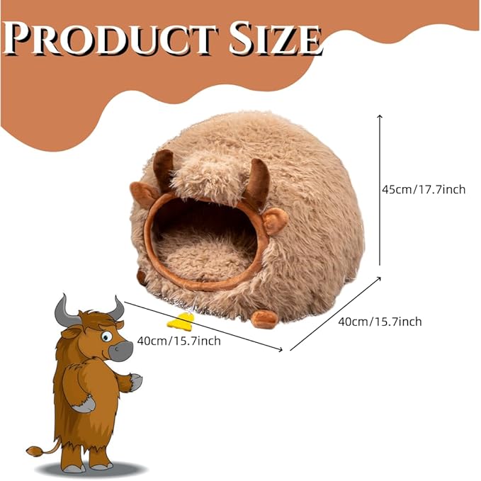 LYFJMUS Mushroom Cat Bed Chocolate Cookie Cat Beds for Indoor Cats Mushroom Cow Shape Cat Cave Bed Cat Tent with Removable & Washable Cushion Pillow Cat House Bed for Cats Small Dogs ﻿ (Brown Cow)