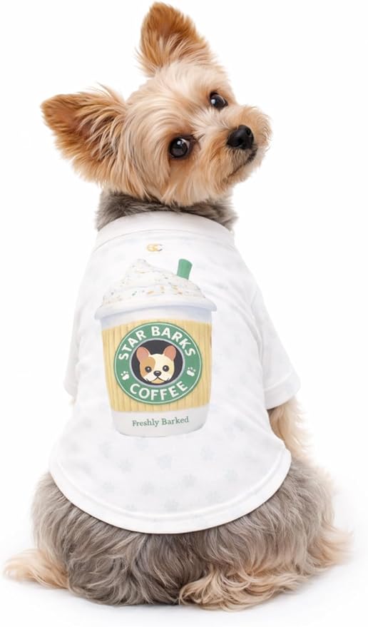 Luxury Designer Dog T Shirt – Trendy Puppy Clothes for Small Dogs, Fashion Pet Tee for French Bulldogs & Chihuahuas, Everything Chic Dog Apparel (StarbarksTee, Medium)