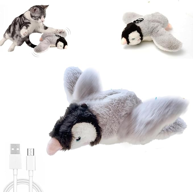 Dumwick 2026 Upgrade Interactive Chirping Bird Cat Toy,Flapping Wingss with Realistic Sounds,Simulated Chirping Bird Cat Toy for Indoor Play and Exercise (Gray Bird 1pcs)