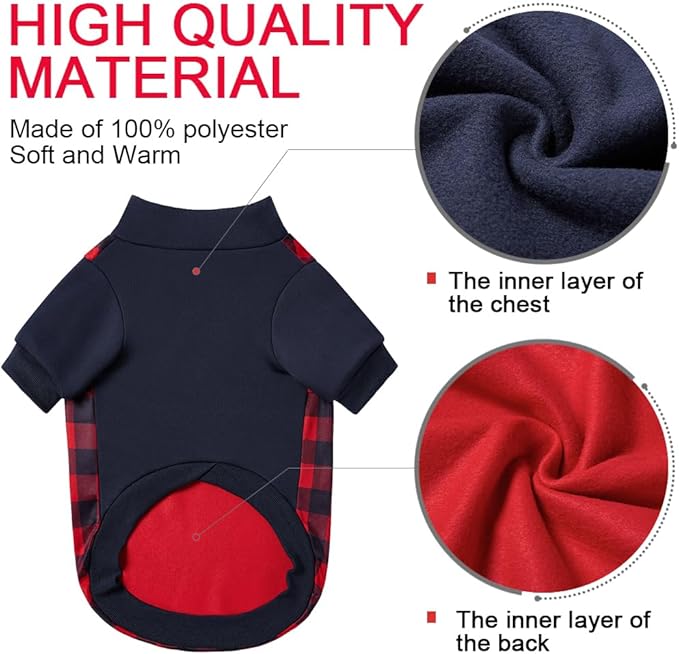 Ugly Christmas Dog Sweater – Soft & Warm Turtleneck Dog Outfit with Leash Hole, Cold-Weather Coat for Dogs & Cats, Perfect for Christmas (Red & Navy Blue, Small)